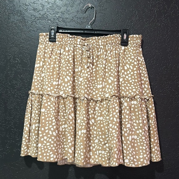 ALELLY Tan/white Polka Dot Mini Skirt Size XL - Picture 1 of 5
